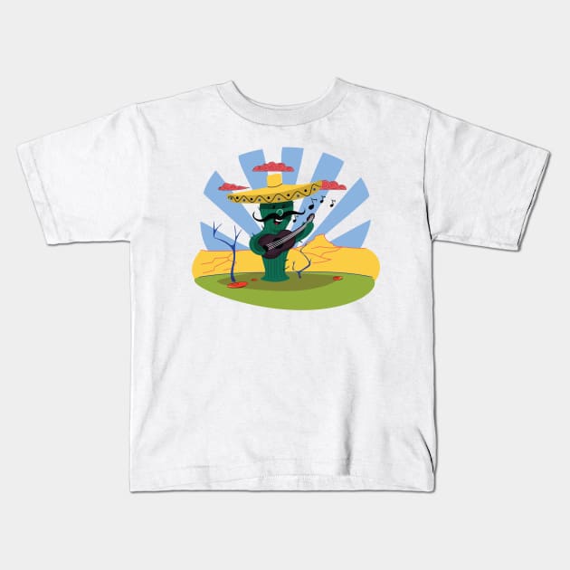 Cinco de Mayo - sombrero mustache cactus Kids T-Shirt by Yasna